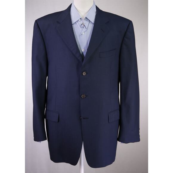 Hickey Freeman Solid Navy Blue 3-Btn Blazer Jacket 44R - Picture 2 of 8